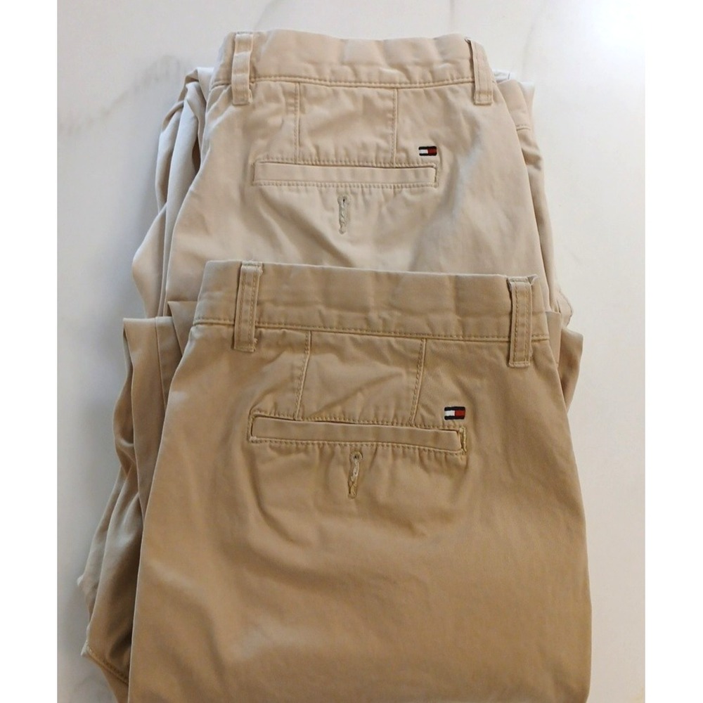 Tommy Hilfiger Khaki Jeans Adult 36x30 Khaki Mid Rise Stretch Chino Lot 2 pair
